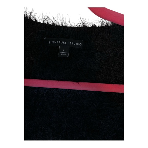 Vintage Fuzzy Black Jacket Cardigan Sweater - Picture 3 of 4